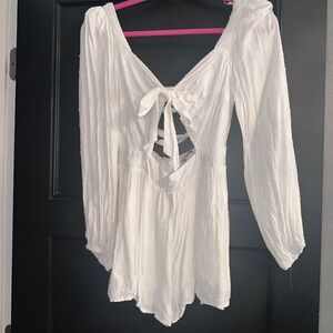 Fashion Nova White Textured Romper